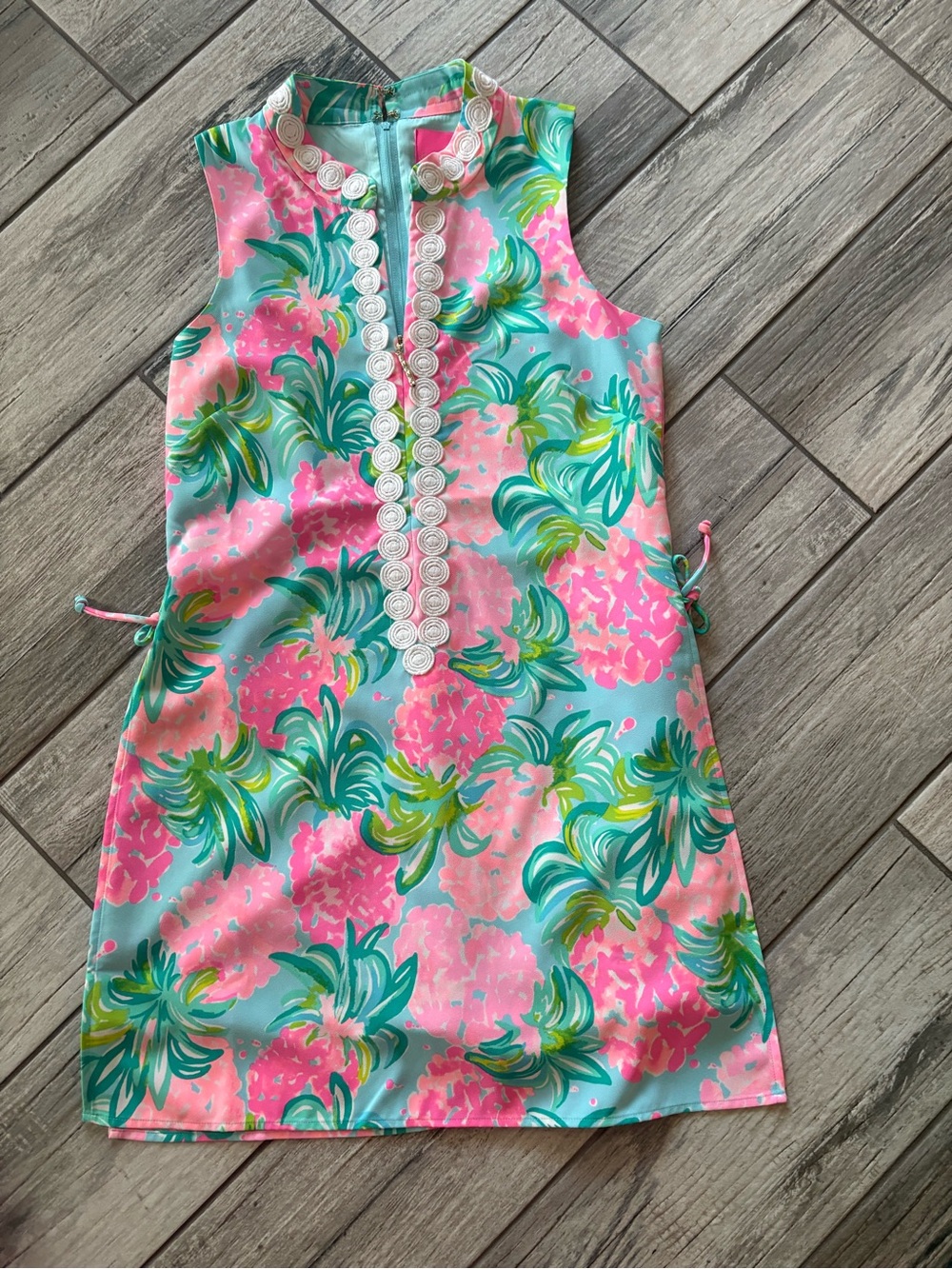 Lilly Pulitzer Aqua Romper Dress with Pineapple Pattern